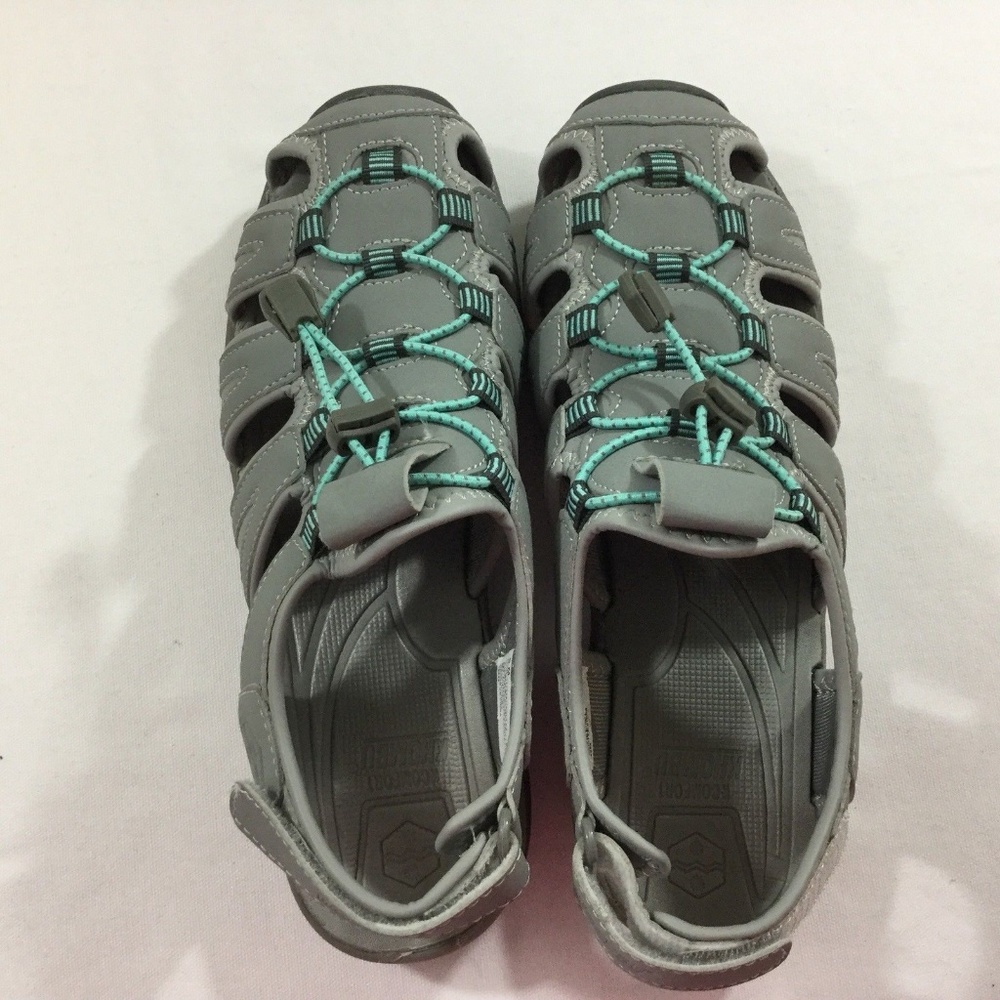 Khombu Womens Sandals Grey Hook and Loop Hiking